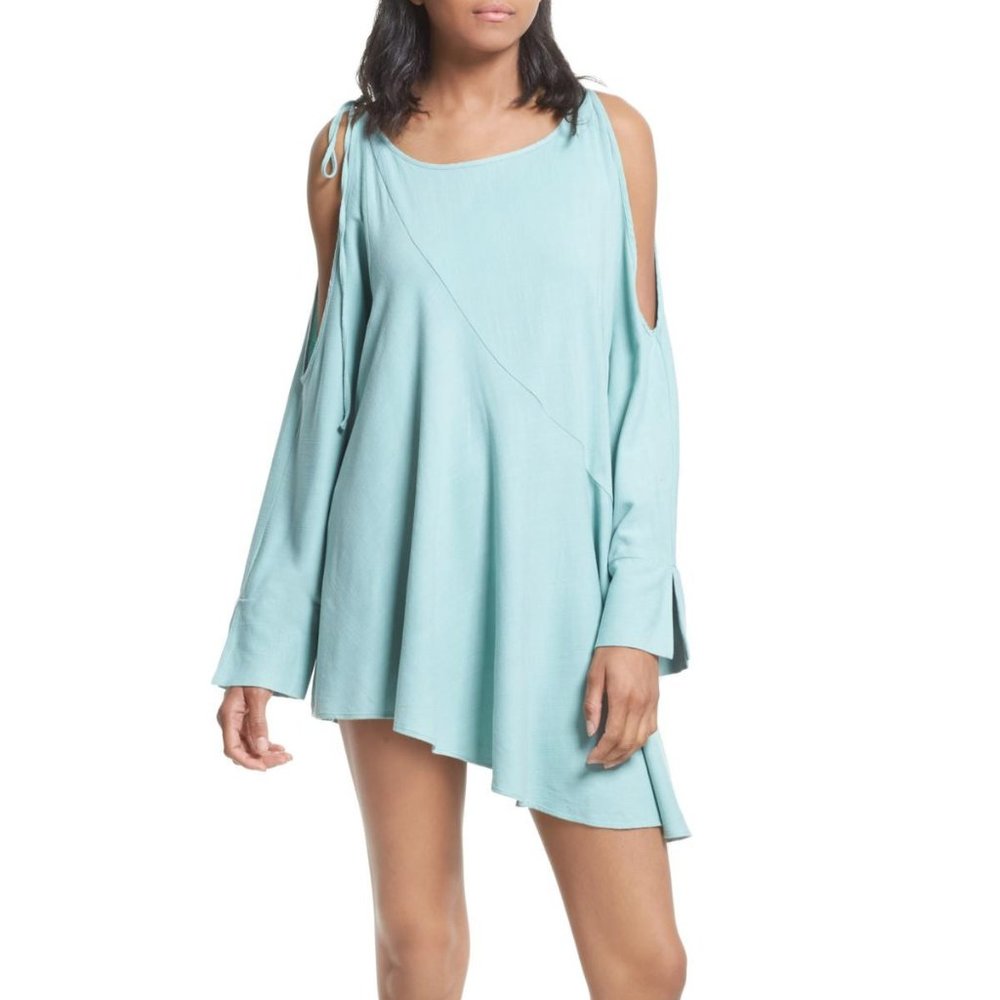 FREE PEOPLE Skies Cold Shoulder Tunic Dress Mint M
